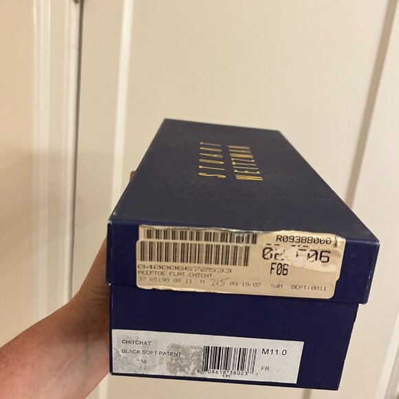 Stuart Weitzman 'Chitchat' Peep Toe Black Patent Leather Ballet Flats ~Size 11~ - Picture 10 of 10